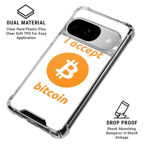 I Accept Bitcoin Google Pixel 10 Clear Case
